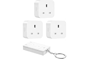 DEWENWILS Remote Control Plug Socket UK, Programmable Electrical Socket Switch, Expandable Wireless Remote Control Sockets for Christmas Light Vacuum Fan, 13A/3120W, 30M