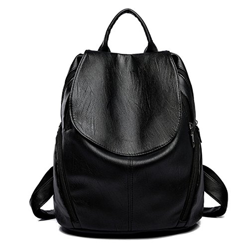 Preisvergleich Produktbild HAOXIAOZI Frauen Rucksack Geldbörse Großer Kapazitäts Damen Rucksack Umhängetasche,Black