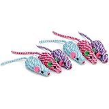 COM-FOUR® 6x Katzen-Spielzeugmaus, Katzenspielzeug Stoffmaus in verschiedenen Farben, 18 cm