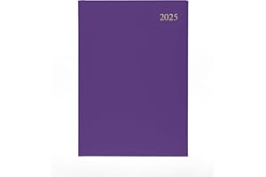 Collins Essential 2025 Business Diary - A4 Week to View Planner with Leathergrain Hardback Cover - Purple - ESSA43.55-25