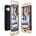 Produktbild CE-Link für Samsung Galaxy S6 Edge Hülle, Hardcase 3 in 1 Handyhülle Ultra Dünn Hartschale 360 Grad Full Body Schutz 3 Teilig Styliche Handytasche Backcover Schutzhülle Anti-Kratzer Elegant Stoßfest Hart PC Skin Rückdeckel Glatte Rückseite Bumper - Gold + Schwarz