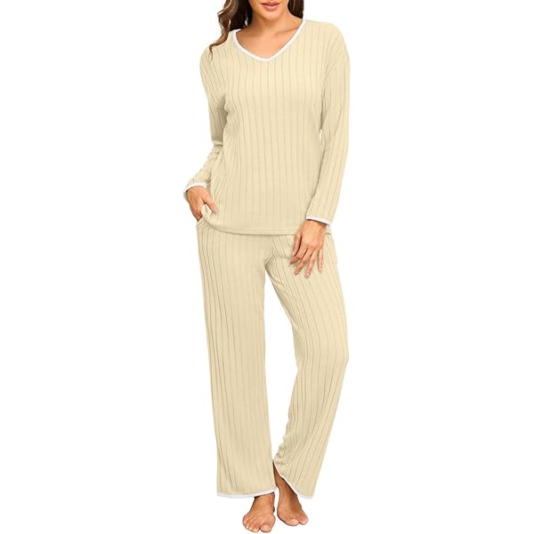 PrinStory Damespyjamasets, gestreepte pyjama's voor dames, sets voor