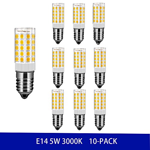OUGEER Pack of 10 E14 LED Bulb 5w 3000K Warm White AC 220-240V 500Lumens,Non Dimmable Small Edison Screw Bulb E14 5W 50 Halogen Bulb Replacement