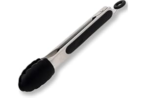 HENSSLERS® Grillzange Silikon [EDELSTAHL] - Küchenzange mit rutschfestem Griff - Hitzebeständige Silikonzange - Grill Zange Küche - Kochzange geeignet als Fleischzange (Klein)