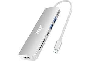 acer Hub USB C, 7 w 1 Adaptera USB C do HDMI, Adapter USB-C Multiport z 4K HDMI, 5Gbps 2*USB 3.0 i portem danych typu C, PD 100 W, czytnik kart SD do iPada Pro, MacBooka Pro, laptopa, Della itp.