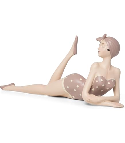 Figurine Déco Clever-deko : Baigneur Femme Assis Gris Rétro Pour Salle De Bain