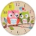 Produktbild Vintage Holz Wanduhr Rustikale Land Toskana Stil Mutter und Kind Eule Design aus Dekorative- 35 cm Ø - kein nerviges Ticken