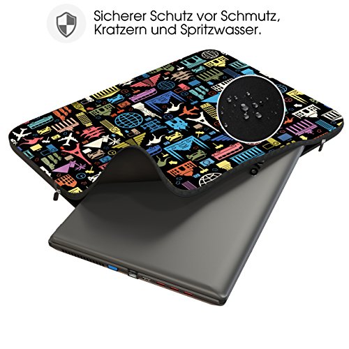 Sidorenko Designer Laptophülle für Laptops mit einer Bildschirmdiagonale von 35,8 cm ( 14-14,2 Zoll ) neopren max. Geräteabmessungen 35,5 cm x 25 cm - 3