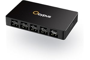 Ocypus Delta EH10 10-Port Fan Hub for Computer Case- 4-pin PWM or 3-pin ARGB Controller, Magnetic Mount, 5V/12V Support, Smart Protection (BK)