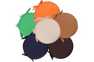 EN AyuL Juego de 6 cojines redondos para sillas de comedor, almohadilla portátil con lazos, cojín de silla lavable para interiores y exteriores, cocina, oficina