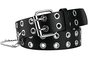 maikun Belt for Women The Hole Double Prong Wide Goth Womens Belts for Jeans