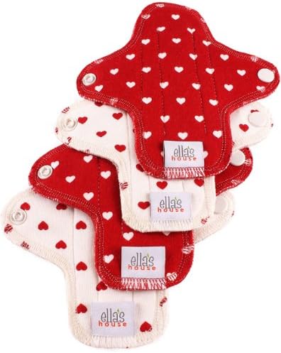 Moon Set of 4 pads Mini Washable Organic Cotton Pantyliners Hearts