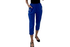 Crazy Fashion Ladies Capri Pants, 3/4 Length, High Waist, Plain, Stretch, Plus Size Summer Trousers for Women, UK 10-24, Black, Cotton Polyester, Made in Italy