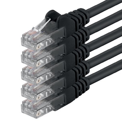 3m - schwarz - 5 Stück - (PACK) - CAT.6 CAT6 Ethernet-Lan-Netzwerk-Kabel 1000Mbits Patchkabel CAT 6 kompatibel zu CAT.5 CAT.6a CAT.7Internet DSL Smart TV Wii Xbox Spielkonsole Mediaplayer Switch Router Modem Patchpannel Access Point Patchfeld