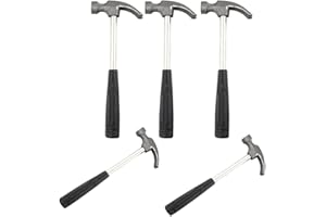 DOITOOL Small Wooden Hammers Kids : 5PCS Mini Real Preschool Hammer Carpenter Tools Camping Toys Playset Outdoor Curved Double Industrial Tool Household Black Child for Metalworking Repair 17cm
