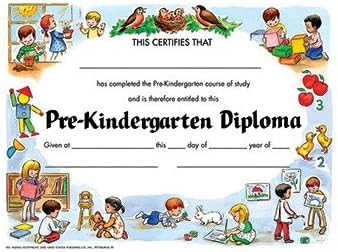 HayesSchool Publishing VA200CL Pre-Kindergarten Diploma- Set of 30 8.5 X 11 Certificates