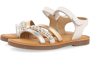 GIOSEPPO SANDALIAS BLANCAS DE PIEL CON TIRAS METALIZADAS Y ADORNO DE PERLAS Y CRISTALES PARA NIÑA GLINA