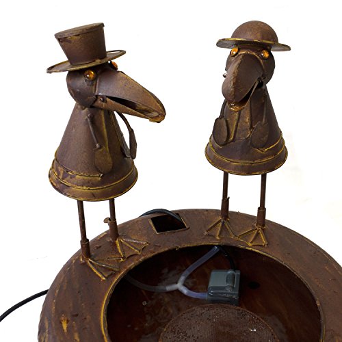 Zimmerbrunnen mit 2 Raben, Metall, Antik Look, Ø46cm, elektrische Pumpe IPX8 230V 50Hz 5W / Metallbrunnen Dekobrunnen Dekoration - 4