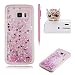 Produktbild für Samsung Galaxy S7 Hülle,SKYXD Glitzer Flüssig Wasser Kreativ Design Weiche Silikon Gel Gummi [Nicht Hard Case] Brillianter Leichtes Glatt Schutzhülle mit [Handyanhänger + Eingabestifte] Handy Tasche Hülle Etui für Samsung Galaxy S7 Soft Shine Bling Glitter Liquid Water Folie Case Back Cover With Touch Pen Dust Plug - Pink Treibsand Herz Sparkle