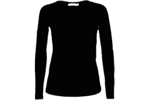 LessThanTenQuid Missloved ® Ladies Womens Plain Long Sleeve Round Neck Top UK Sizes 8-18