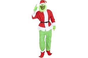 Rubies Disfraz Grinch para adulto, Chaqueta con pantalón y cinturón, cubrebotas, guantes, gorro y máscara, Monstruo Verde, para Navidad, Trajes Navideños, Cosplay, Santa Claus, Papa Noel