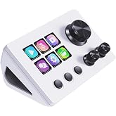 Basicolor N3 Macro Keyboard with 6 LCD Shortcut Keys, 3 Buttons and 3 Sliders - Programmable Streaming Control Deck for Strea