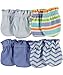 Luvable Friends "Zigzag & Solids" 4-Pack Scratch Mittens - blue, 0 - 3 months