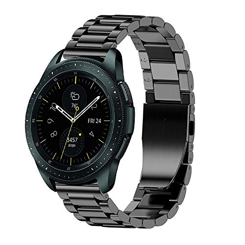 JiaMeng Diamante Pulsera de Reloj Reemplazo Banda Correa de Lujo del reemplazo de la Pulsera del Acero Inoxidable para el Reloj del Samsung Galaxy 42mm(Negro)