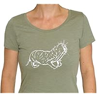 Nacktmull, Bio Fairtrade T-Shirt Frauen, oliv, mit Handsiebdruck