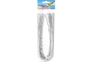 folia 77860 Chenille Wire Pipe Cleaners Pack of 10 Silver Diameter 8 mm and 50 cm Long Ideal for Children to DIY Animals, Figures and Other Shapes