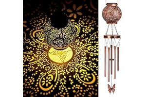HYWEAN HSAFE Campanilla de Viento Solar, Regalos de 38 Pulgadas para Mamá, Campana de Viento Interior para Hogar Decoracion Regalo, Carrillon de Viento Exterior (Mariposa)