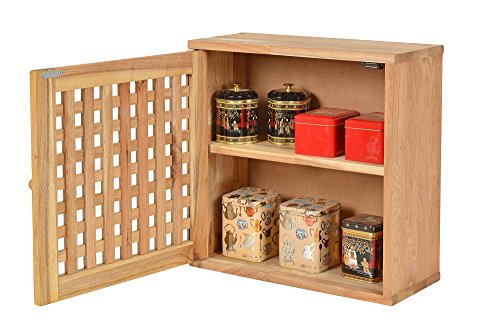 Medizinschrank Badschrank Badregal aus massivem Walnussholz Gitterdesign Arznei Schrank - 7