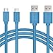 iVoltaa Micro USB Cable USB 2.0 A Male to Micro B Sync & Charging 5 Core Cable for Tablet PC, and Android Tablets, Android/Windows (1.5 Meter, Blue Pack of 2 Cables) RS.449.00
