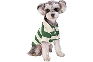 TEBI Poloshirt Für Kleine Hunde Zweibeinig Lässiges Streifenhemd Welpenkostüm Sommer T Shirt Modische Kleidung Für Bichon FrenchBull Hund Hundeshirt Gestreiftes Hundeshirt Atmungsaktives