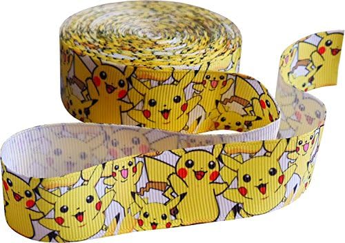 Pokemon Pikachu Grosgrain Printed Ribbon 7/8" Wide For Cakes, Crafts, Gift Wrapping, Hair Accessories (2m Length)