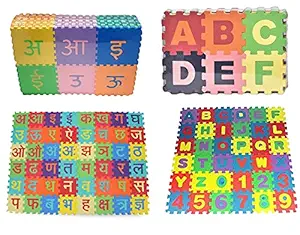 Beston Combo of Alphabets ( 36 Pieces ) & Hindi Varnamala ( 48 Pieces ) Kids Interlocking Foam Puzzle Play Mat Activity Game for Kids Toys ,Toys for Boys,Girls,Children Toys for 2,3,4,5 Years