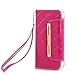 Produktbild Wallet Case iPhone X, elecfan Women Cute Style Candy Color PU Leather Stand Cover Flip Lady Multi Envelope Wristlet Handbag Wallet Case with Cards Slots Card Holder (iPhone X, Magenta-A01)
