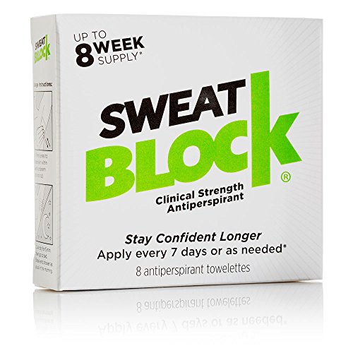 Sweat Block Hyperhidrosis Treatment High Strength Antiperspirant Up to 8 weeks' supply MONEY BACK GUARANTEE FREE UK DELIVERY - Sweat Block Clinical Strength stops excessive sweating for Teen Sweating Menopausal Sweating Nervous Sweating Presenters and Performers - Made in the USA sold in the UK and conforms to Cosmetic EC Regulation 1223/2009