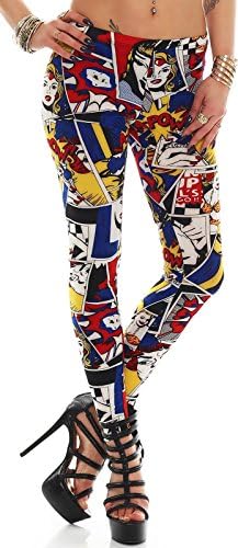 Cartoon leggings * S M L XL * Comic Print Leggins Printing trousers pants (900483 Gr. XL)
