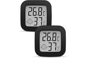 HOUDIAN Mini Room Thermometer Digital Hygrometer Thermometer Indoor LCD Temperature and Humidity Monitor for Home, Office, Bedroom, Baby Room, Warehouse, Cellar, Car (black-2)