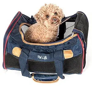 Airline Approved Aero-Zoom Lightweight Wire Framed Collapsible Pet Carrier, Dark Blue, One Size