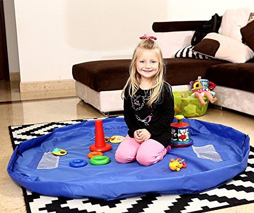 Toy Storage Bag, IAMUQ Children Toys Organizer Storage Play Mat Portable Toy Storage Bag Large 60 Inch - Blue