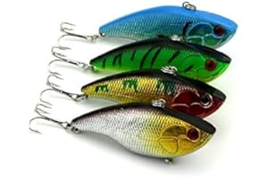 LENPABY 8 PCS Naufrage Rattling Wiggler VIB Lipless Crankbaits Leurres de pêche durs Wobbler pour Sea Bass & Trout 7.5 cm / 2.95"/ 14.6g