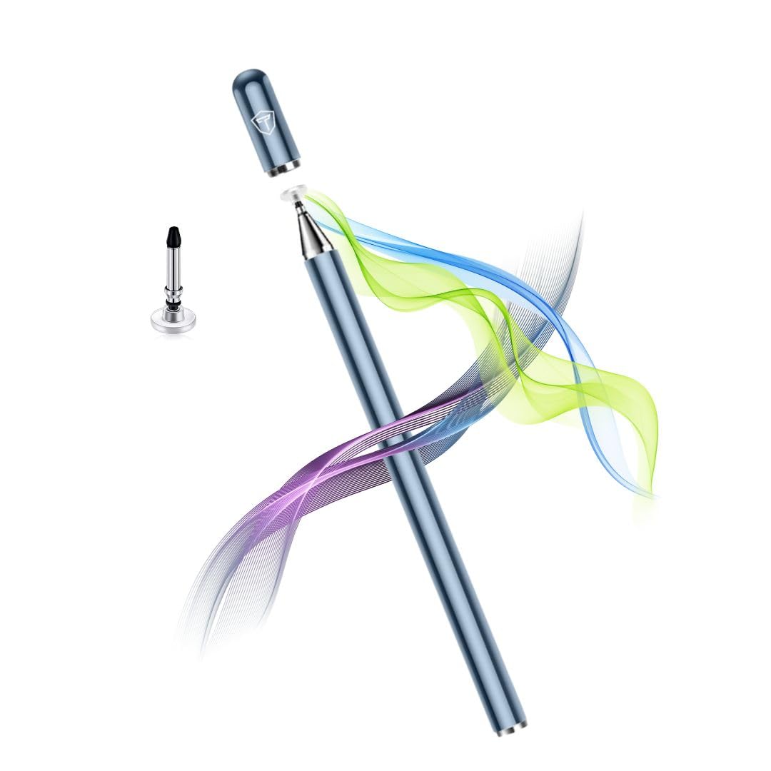 Tukzer Stylus Pen V2.0|Universal Capacitive Touchscreen Pen with Fine Point Disc Tip, Magnetic Cap & Lightweight Aluminum Body| Compatible with iOS, Android & All Touchscreen Devices – Slate Grey