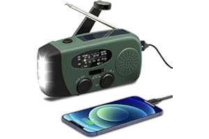 MVDLINNDS Radio Manivela de Emergencia Portátil, Radio AM/FM Recargable Solar y por Manivela, 2000mAh Powerbank, Linterna LED de 3 Modos, Luz de Lectura-Cargador Celular, Alarma SOS para Camping y Supervivencia