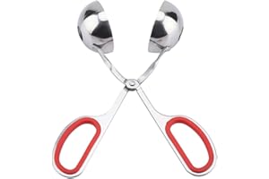HERCHR Albóndiga Cucharada, Máquina para Hacer Bolas de Albóndigas de Acero Inoxidable Pinzas de Albóndigas Antiadherentes Meatball Maker(Azul) (Rojo)