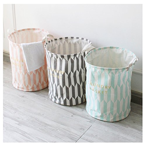 Inwagui Wäschekorb Baumwolle Folding Wäschekorb Wäschesack Ablagekorb Wäscherei Storage Basket Einfach Wäscheeimer-Grau - 4