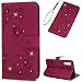 Produktbild Edauto A7 2018 Hülle für Samsung Galaxy A7 2018 Handyhülle Case 3D Crystal Diamant Schmetterling Lederhülle PU Leder Tasche Flipcase Schutzhülle Handytasche Ständer Magnet Geldbörse Rose rot