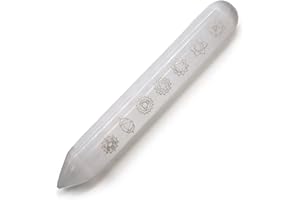 SH SHAKRA HEALTH Selenite Wand Large Engraved Natural Stone Gemstone for Reiki, Feng Shui, Crystal Healing, Meditation, Cleansing & White Magic Rituals