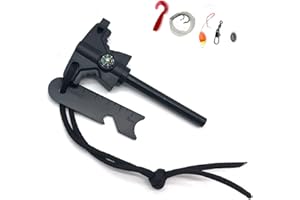 FANSEZQ Pedernal para Fuego, Pedernal de Magnesio, Pedernal de Supervivencia, Pedernal de Acero de magnesio, Mechero de magnesio, con compás y raspador, Adecuado para la Supervivencia al Aire Libre